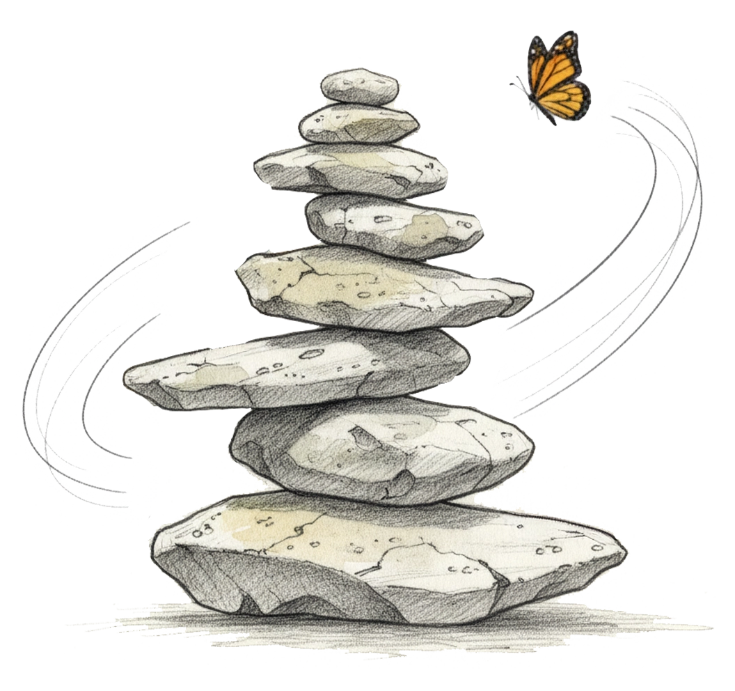 Balanced rocks with butterfly